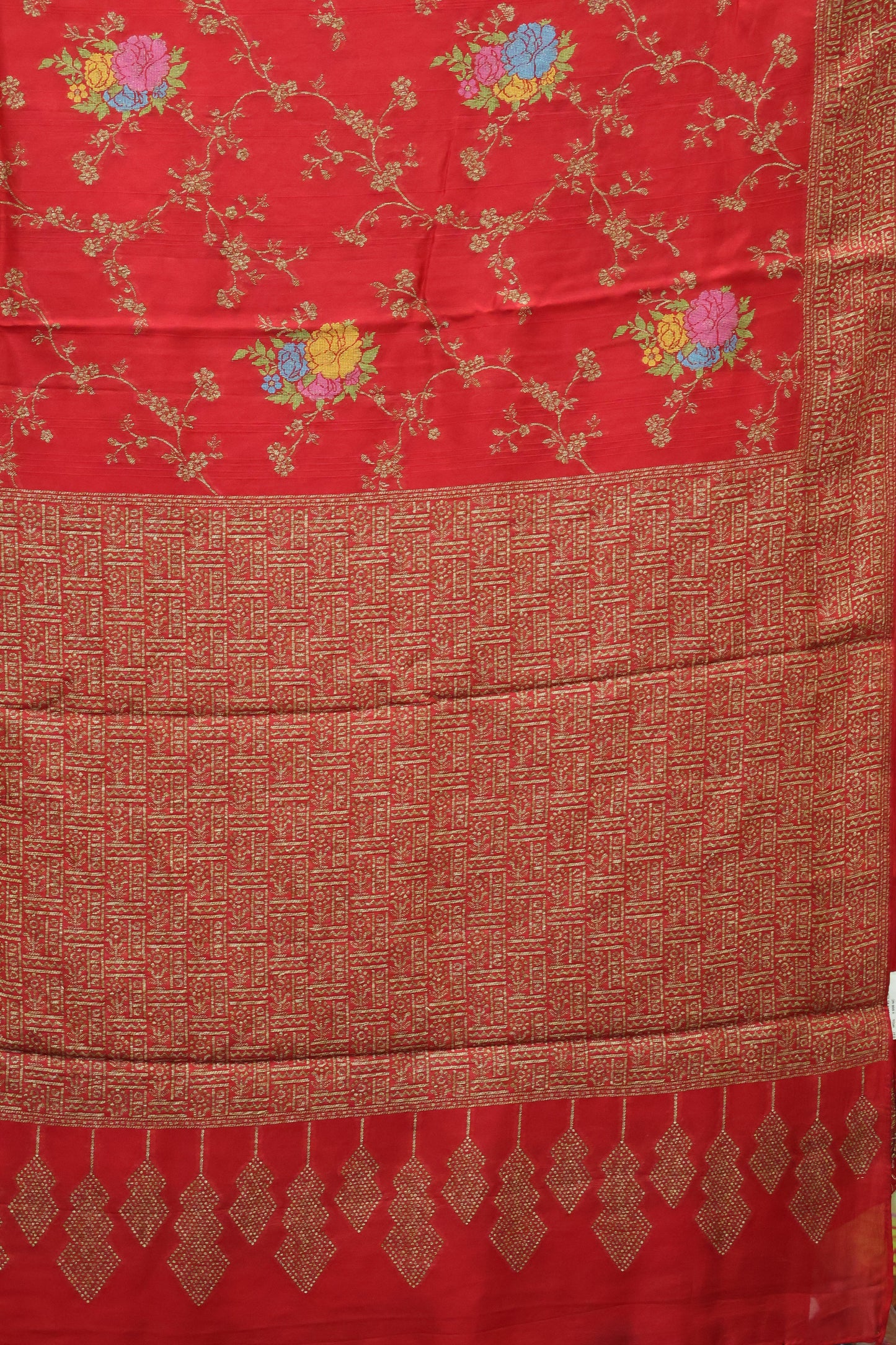 Banarasi Tussar -Brick Red Vineyr