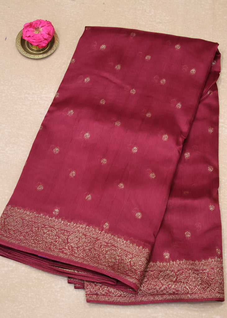 Banarasi Tussar -Maroon Leaf Butta