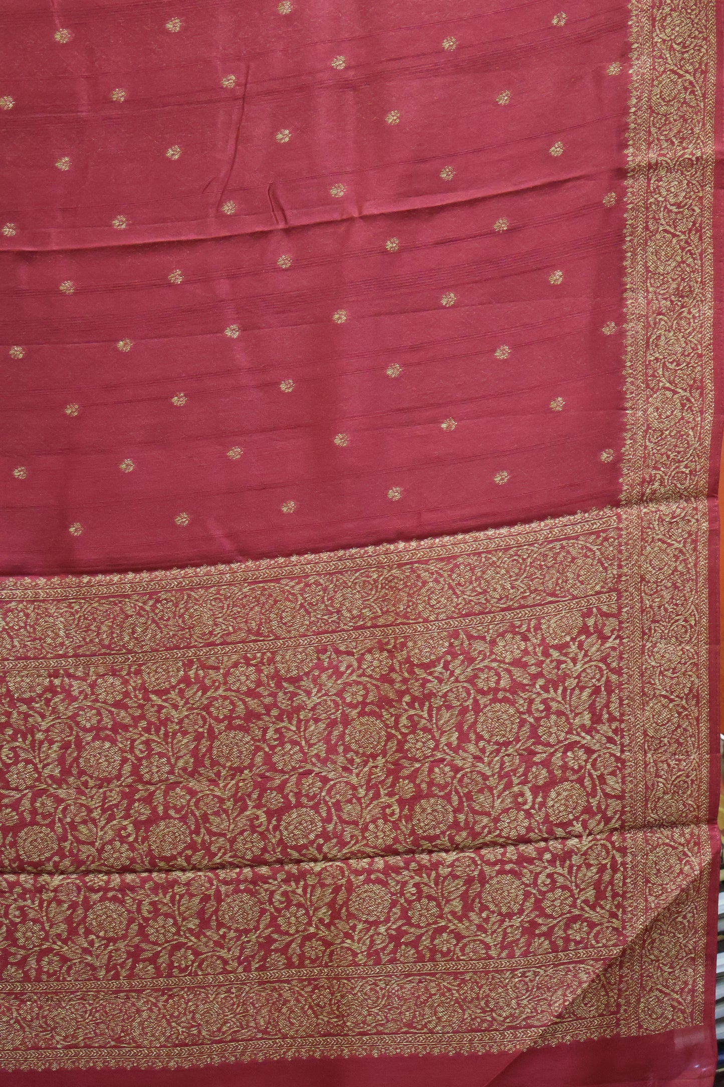Banarasi Tussar -Maroon Leaf Butta