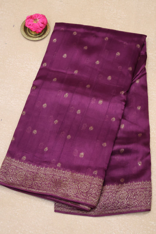 Banarasi Tussar -Wine Leaf Butta