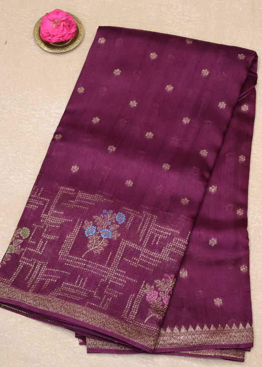 Banarasi Tussar -Arakku Geometric Border