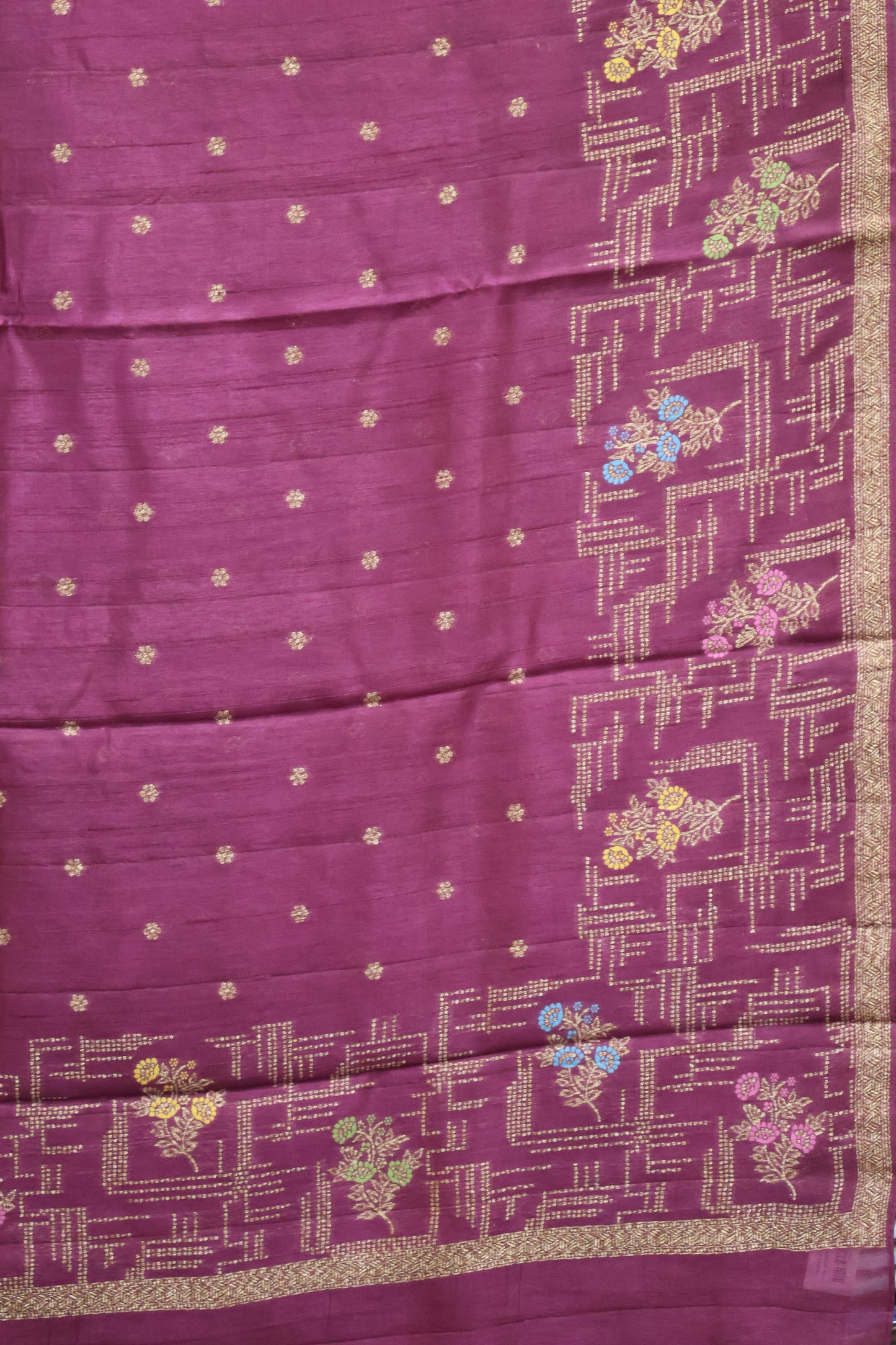 Banarasi Tussar -Arakku Geometric Border