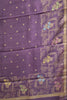 Banarasi Tussar -Wine Geometric Border thumbnail