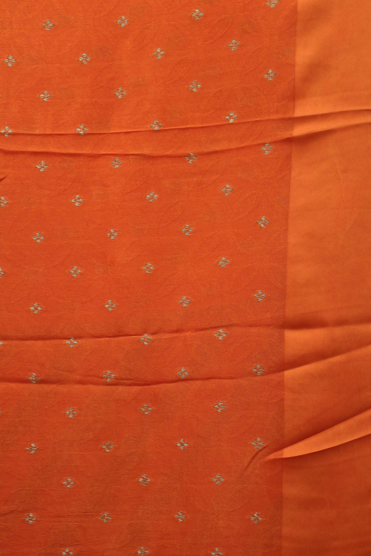 Banarasi Tussar -Orange Flower Border
