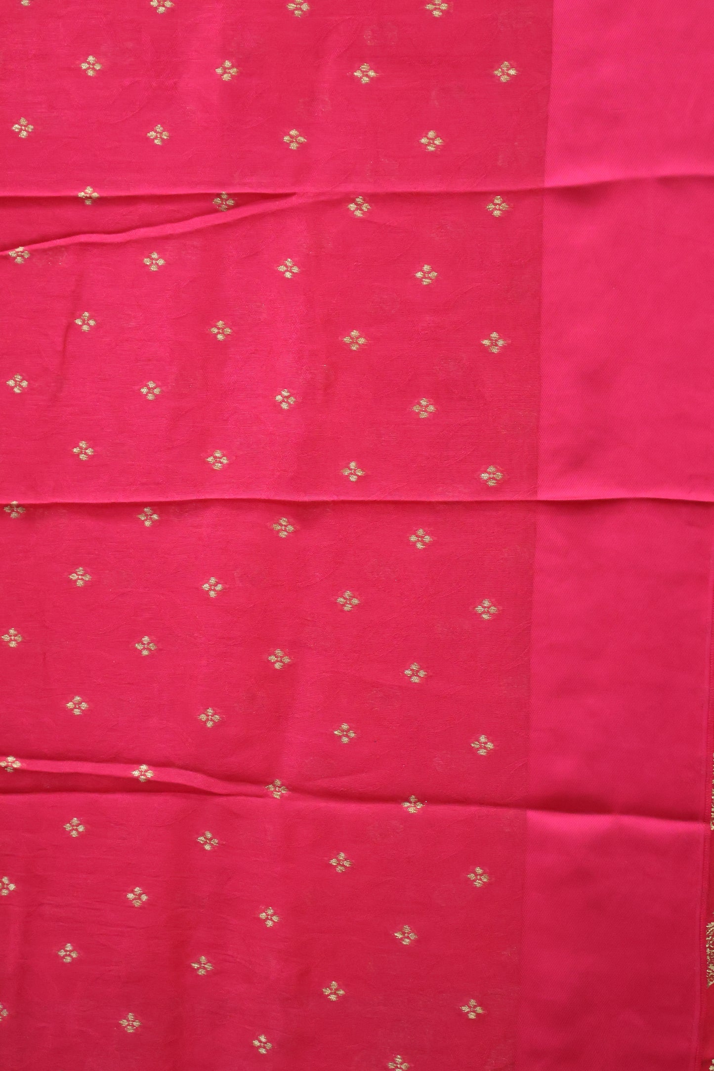 Banarasi Tussar -Rani Pink Flower Border
