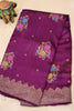 Banarasi Tussar -Wine zigzag Border thumbnail