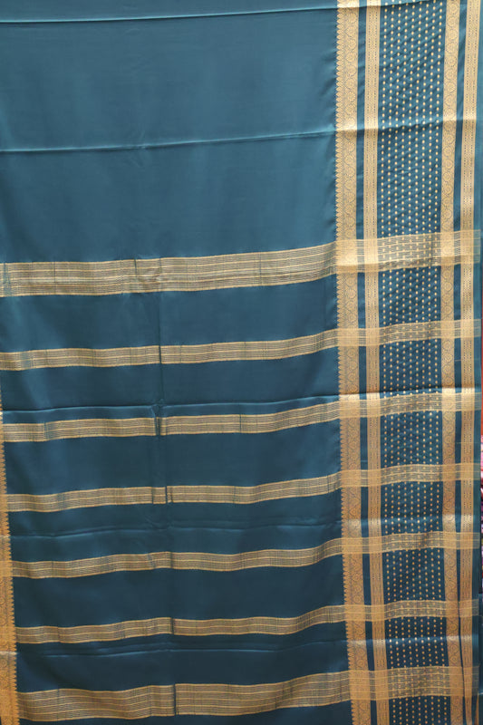 Semi Mysore Silk - Green Plain Dot