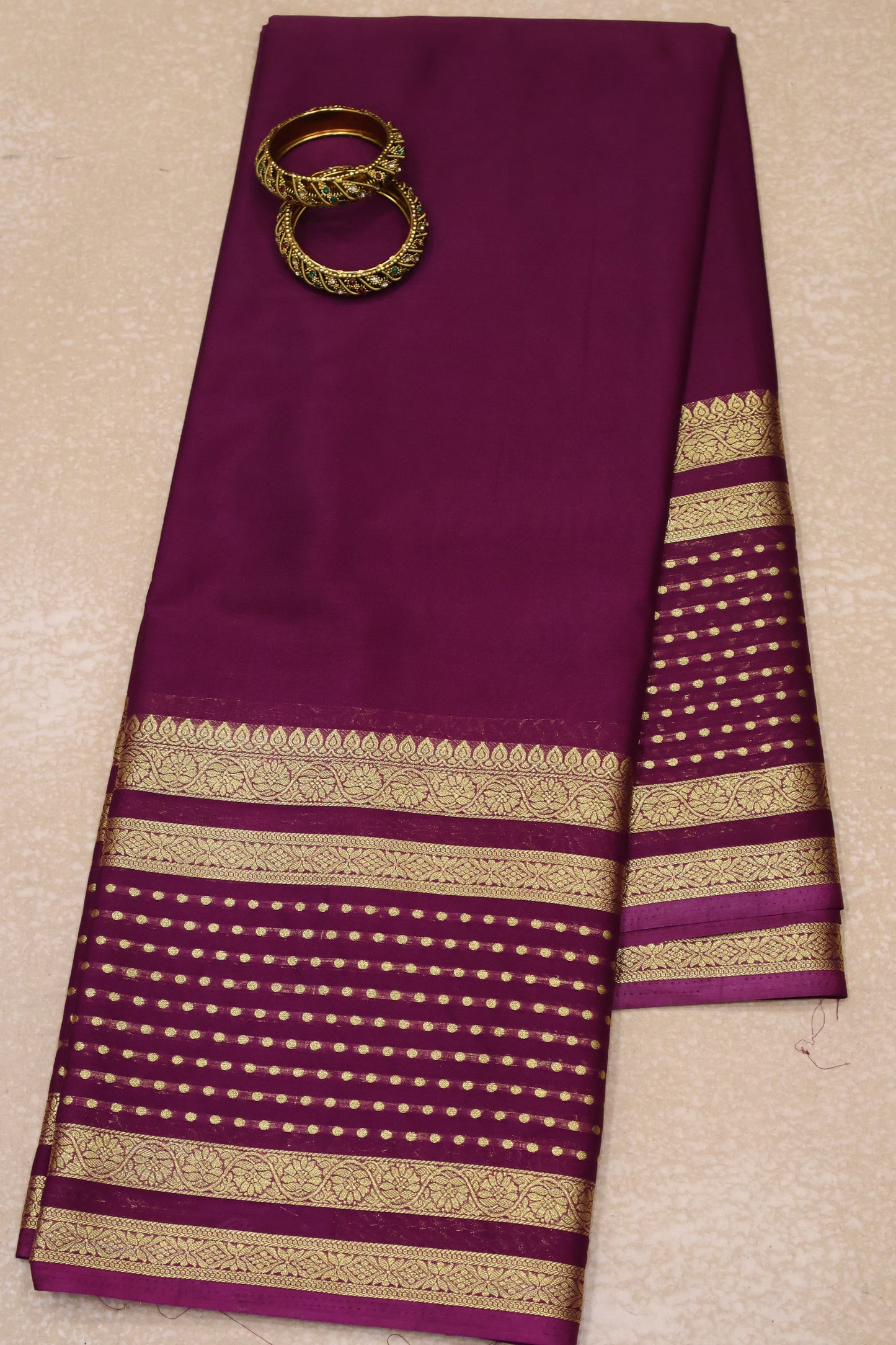 Semi Mysore Silk - Wine Plain Dot