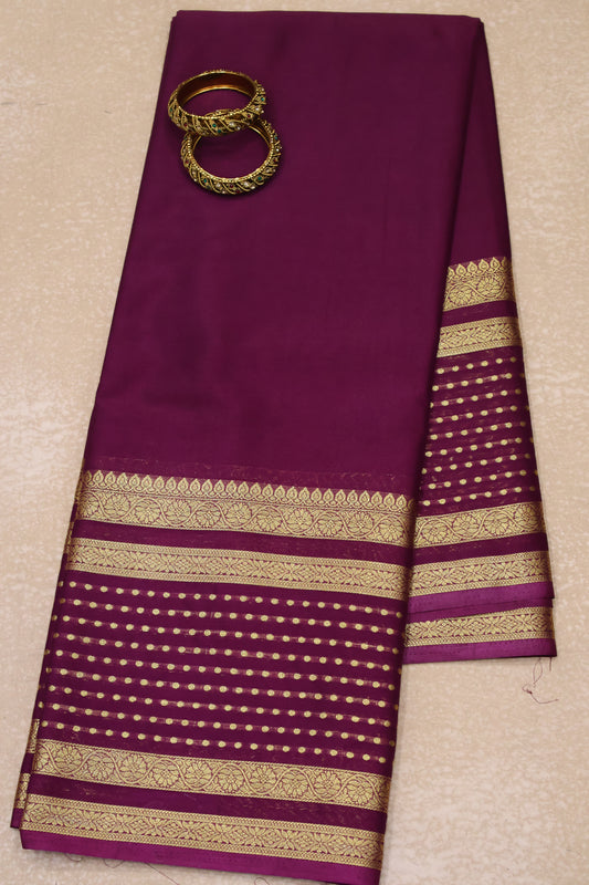 Semi Mysore Silk - Wine Plain Dot
