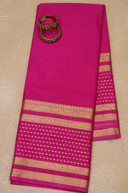 Semi Mysore Silk - Rani Pink Plain Dot