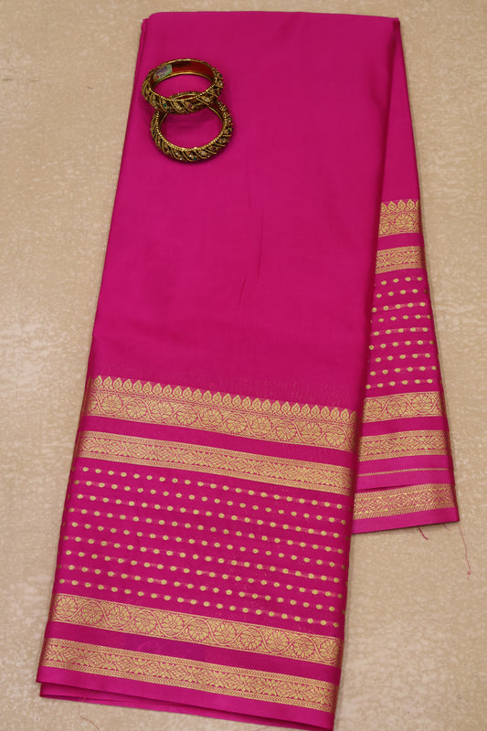 Semi Mysore Silk - Rani Pink Plain Dot