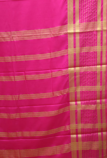 Semi Mysore Silk - Rani Pink Plain Dot