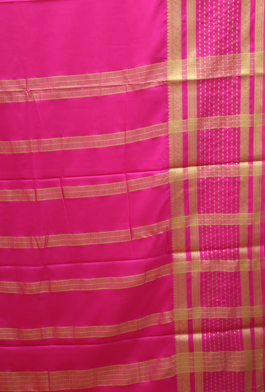 Semi Mysore Silk - Rani Pink Plain Dot