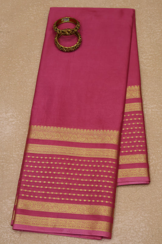 Semi Mysore Silk - Pastle Pink Plain Dot