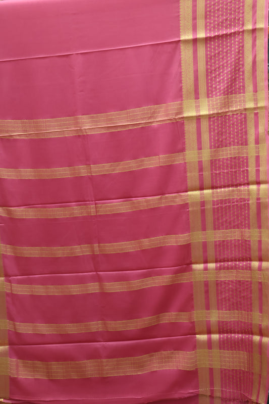 Semi Mysore Silk - Pastle Pink Plain Dot