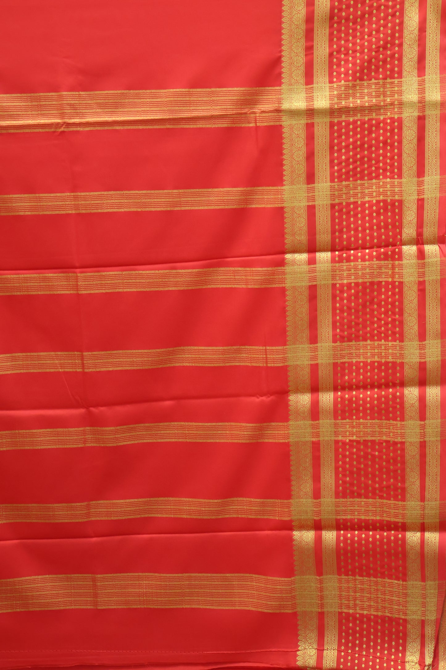 Semi Mysore Silk - Red Plain Dot