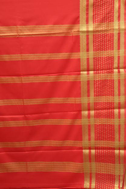 Semi Mysore Silk - Red Plain Dot