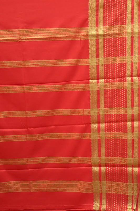 Semi Mysore Silk - Red Plain Dot