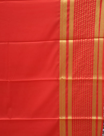 Semi Mysore Silk - Red Plain Dot