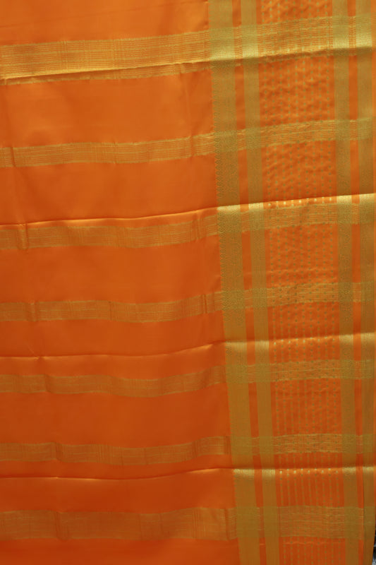Semi Mysore Silk - Mango Yellow Plain Dot