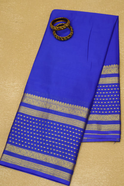 Semi Mysore Silk -Ink Blue Plain Dot