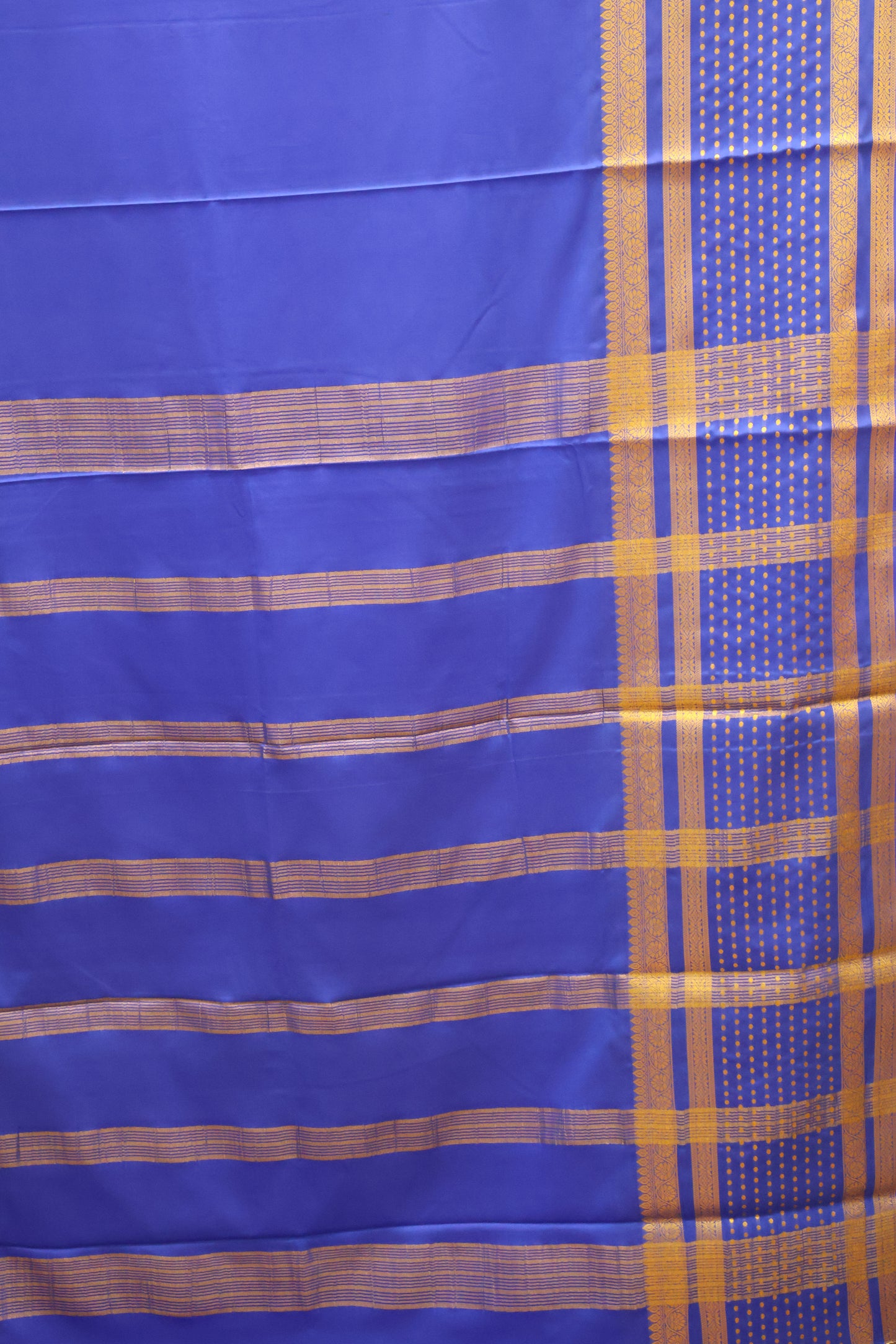 Semi Mysore Silk -Ink Blue Plain Dot