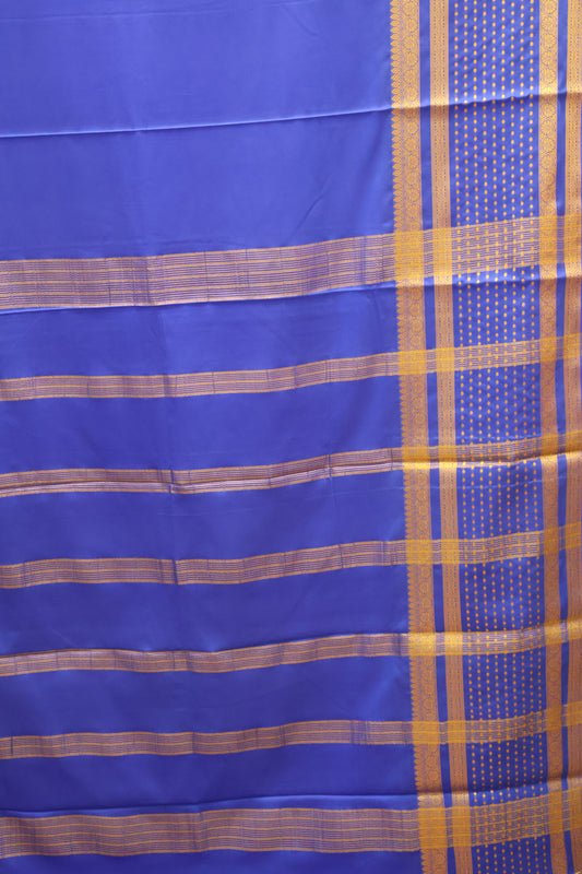 Semi Mysore Silk -Ink Blue Plain Dot