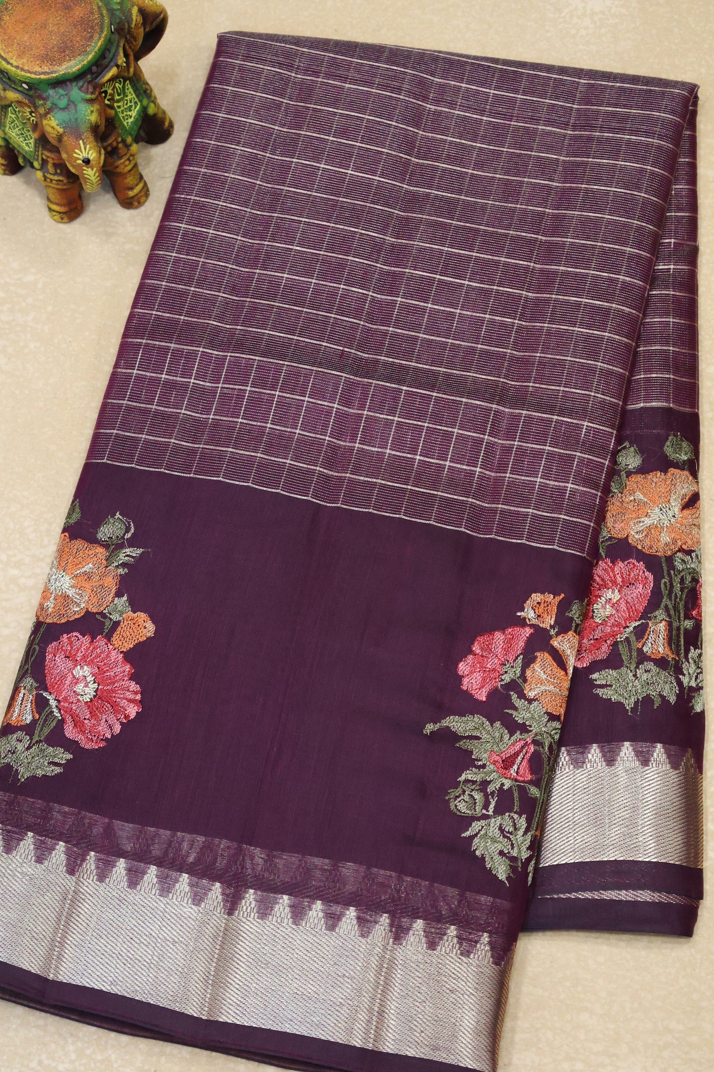 Mangal Giri Silk-Wine Floral Print