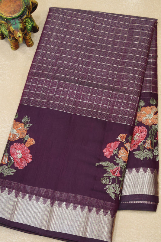 Mangal Giri Silk-Wine Floral Print