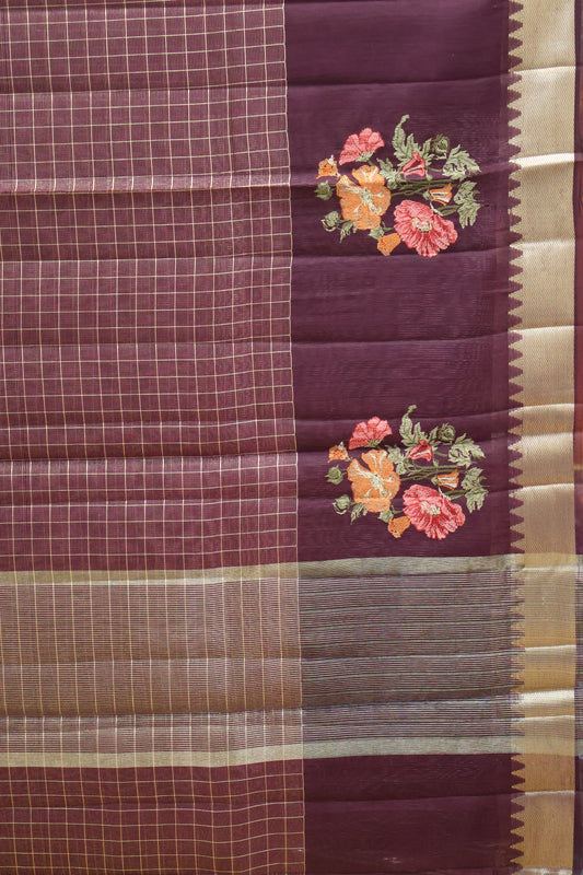 Mangal Giri Silk-Wine Floral Print