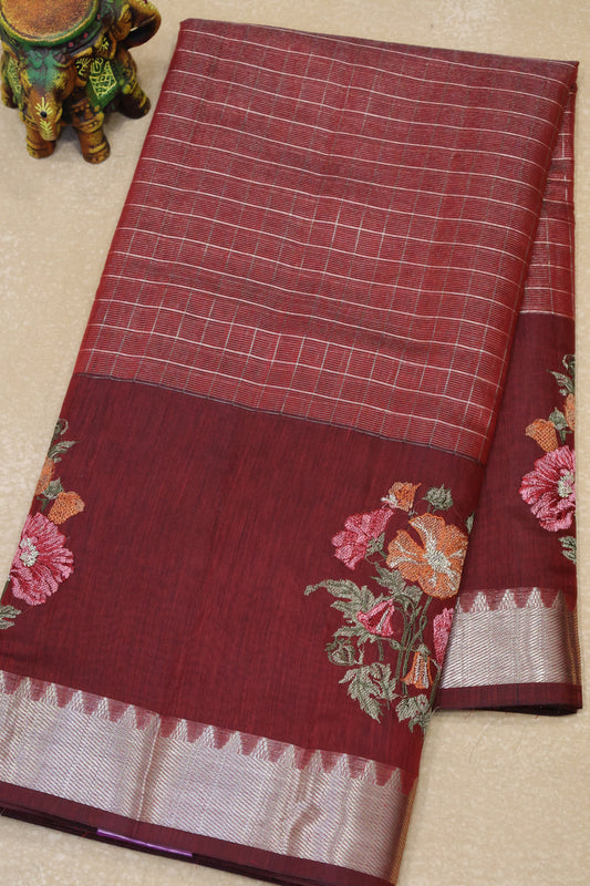 Mangal Giri Silk-Maroon Floral Print