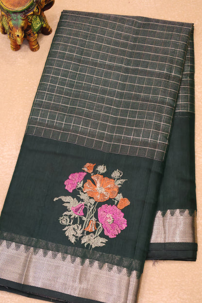 Mangal Giri Silk-Bottle Green Floral Print