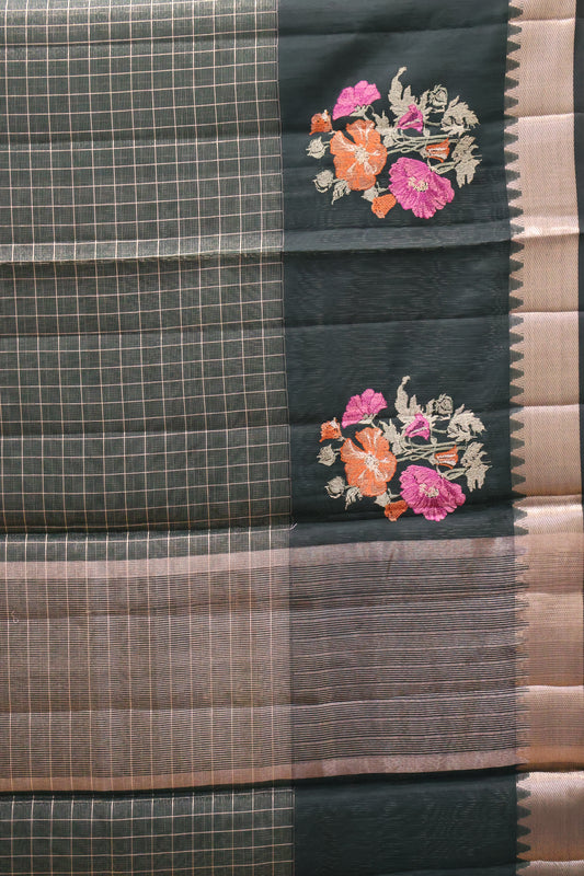 Mangal Giri Silk-Bottle Green Floral Print