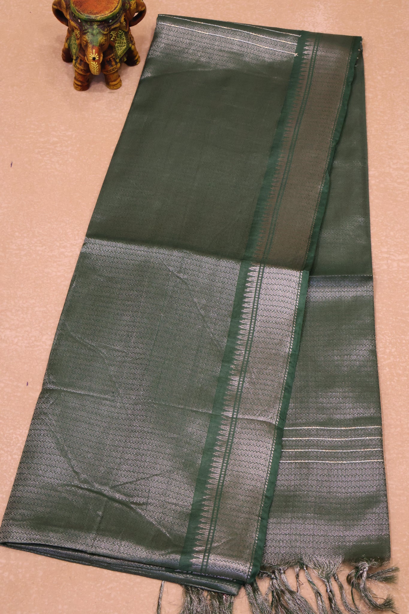 Bhagalpur Tissue-Green Full Zari