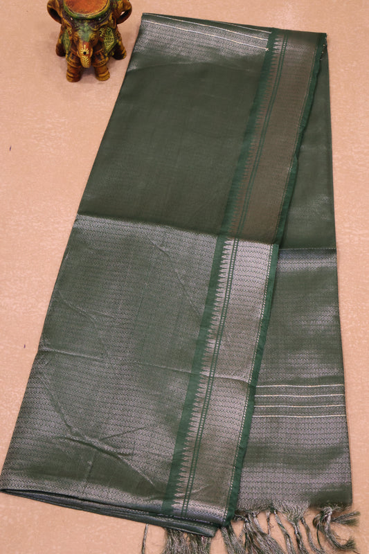 Bhagalpur Tissue-Green Full Zari
