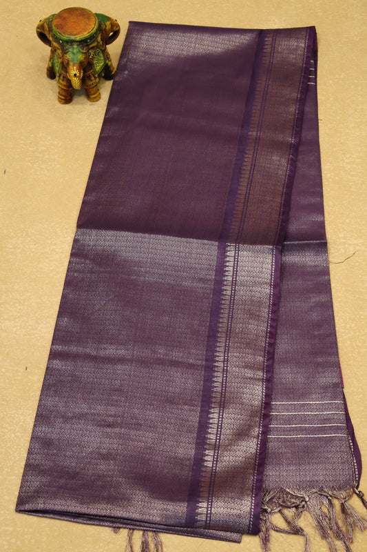 Bhagalpur Tissue- Purple Full Zari
