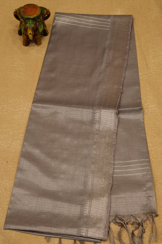 Bhagalpur Tissue- Silver Full Zari