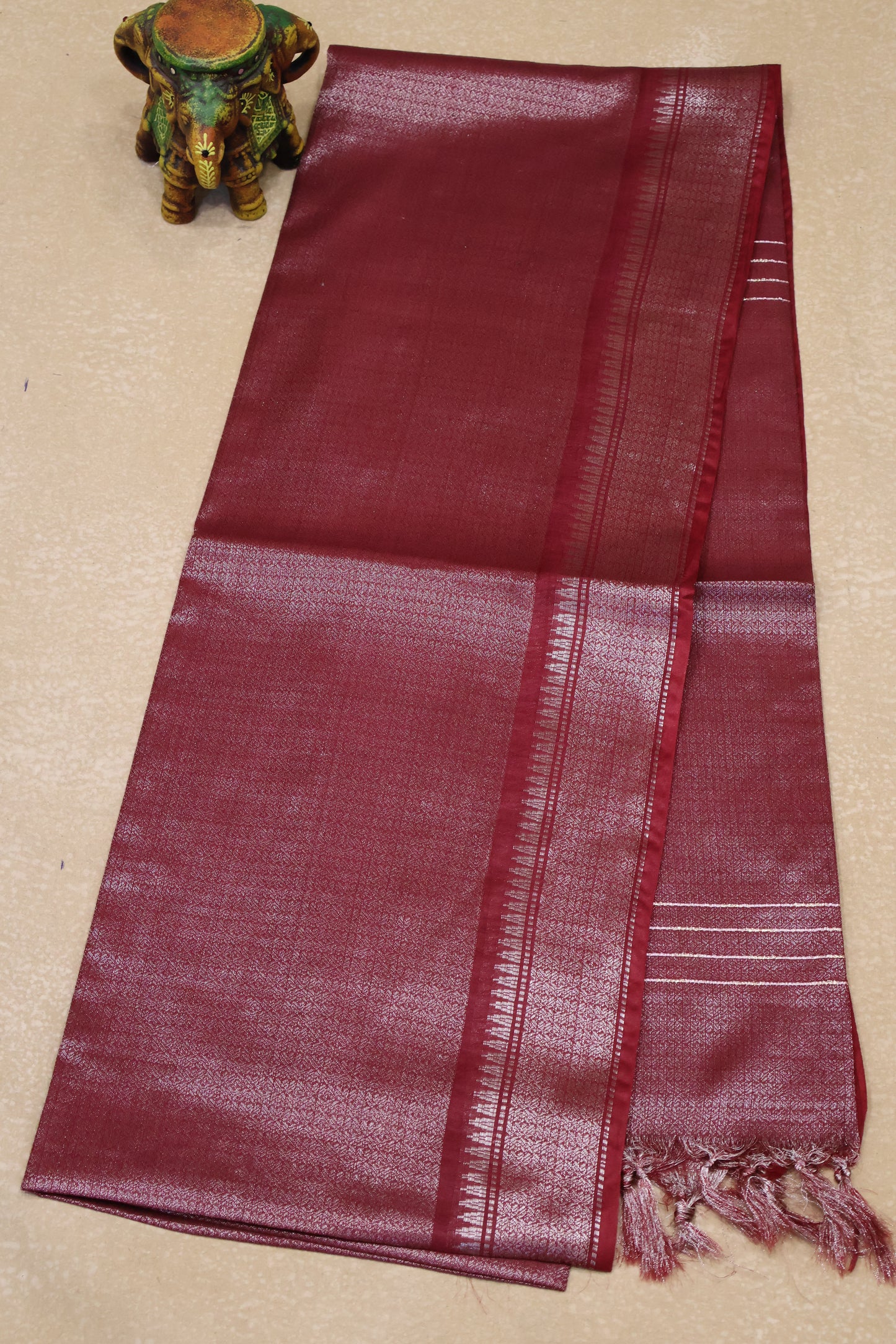 Bhagalpur Tissue- Red Full Zari