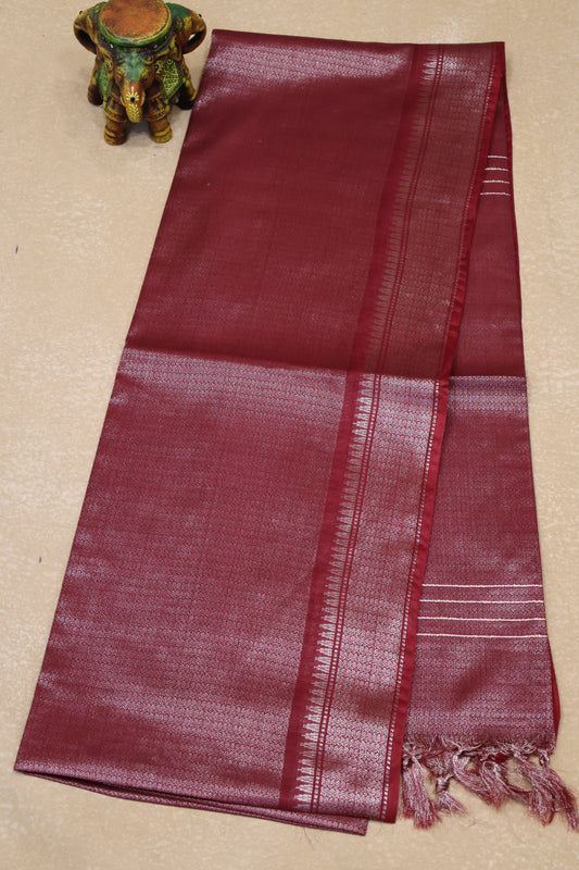 Bhagalpur Tissue- Red Full Zari