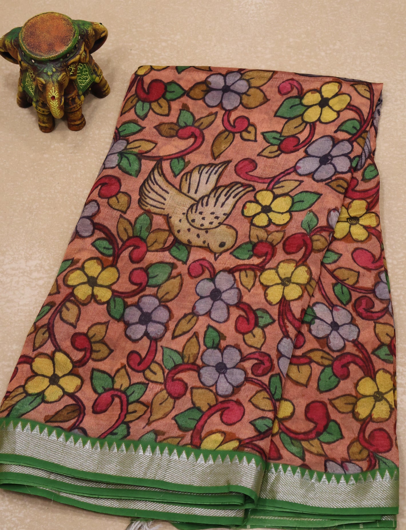 Mangal Giri Silk Saree-Pale Orange