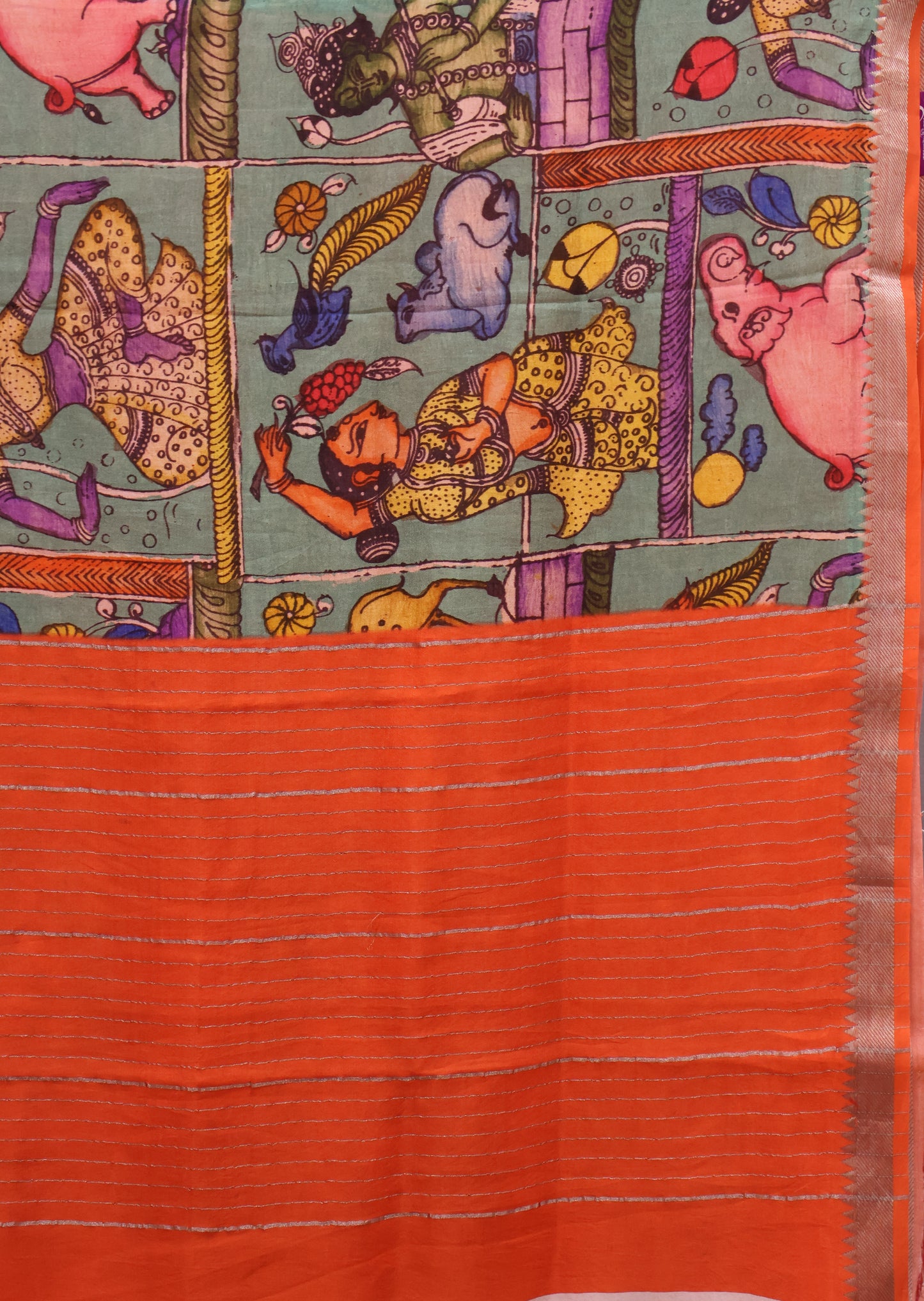 Mangal Giri Silk Saree-Metalic Green