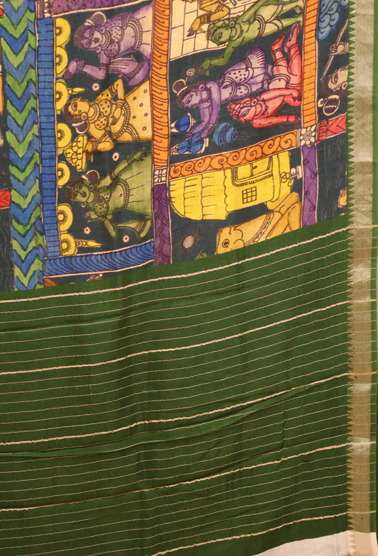 Mangal Giri Silk Saree-Multicolor-Purple