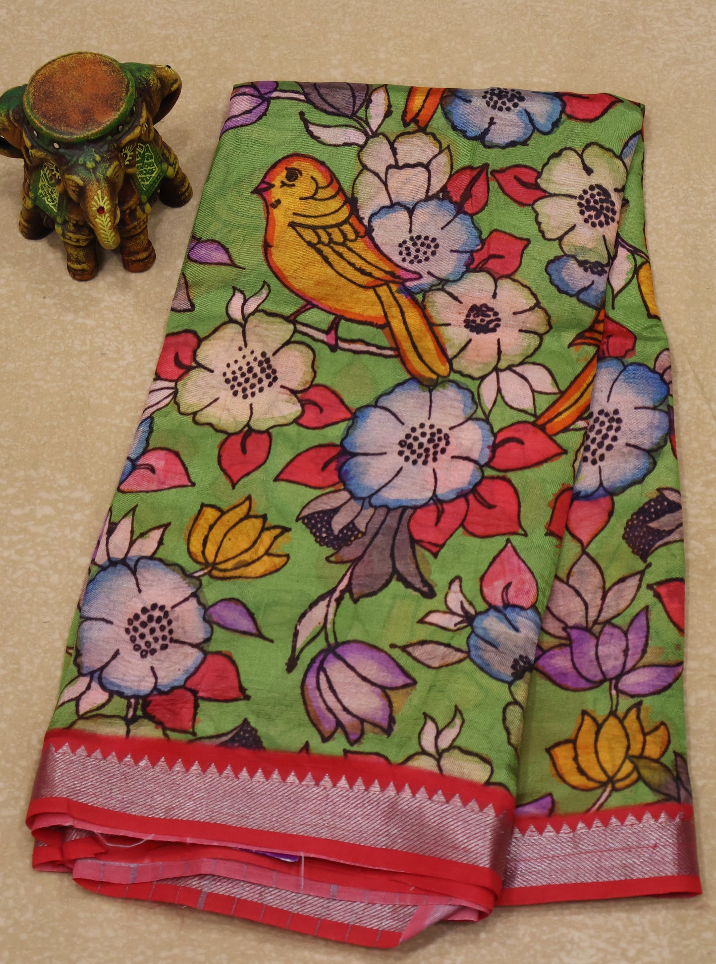 Mangal Giri Silk Saree-Green Redish