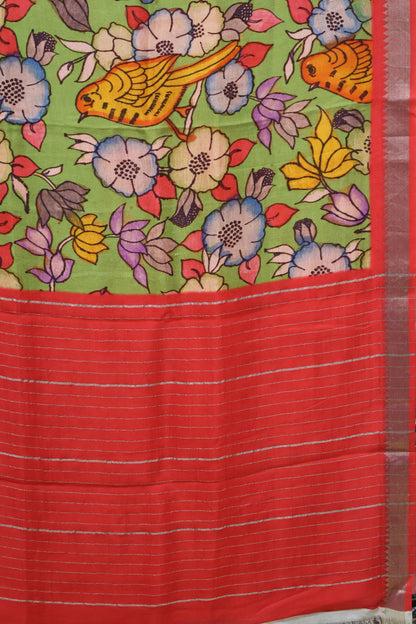 Mangal Giri Silk Saree-Green Redish