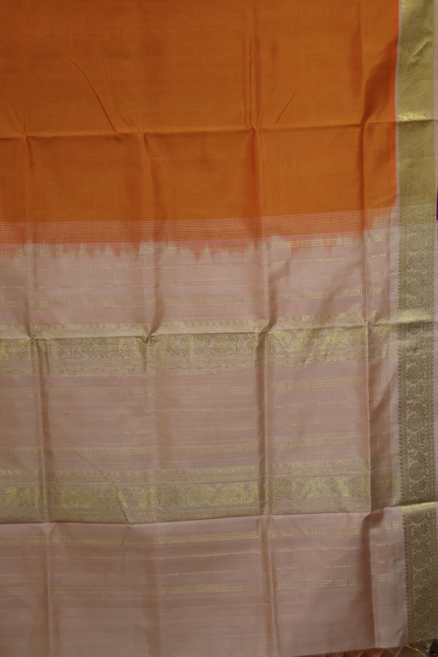 Silk Cotton Saree-Orange