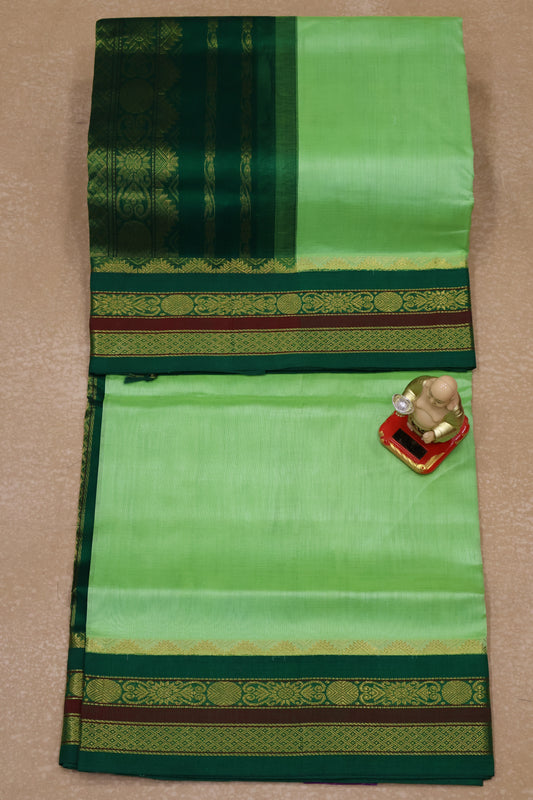 Silk Cotton Saree-Plain Green