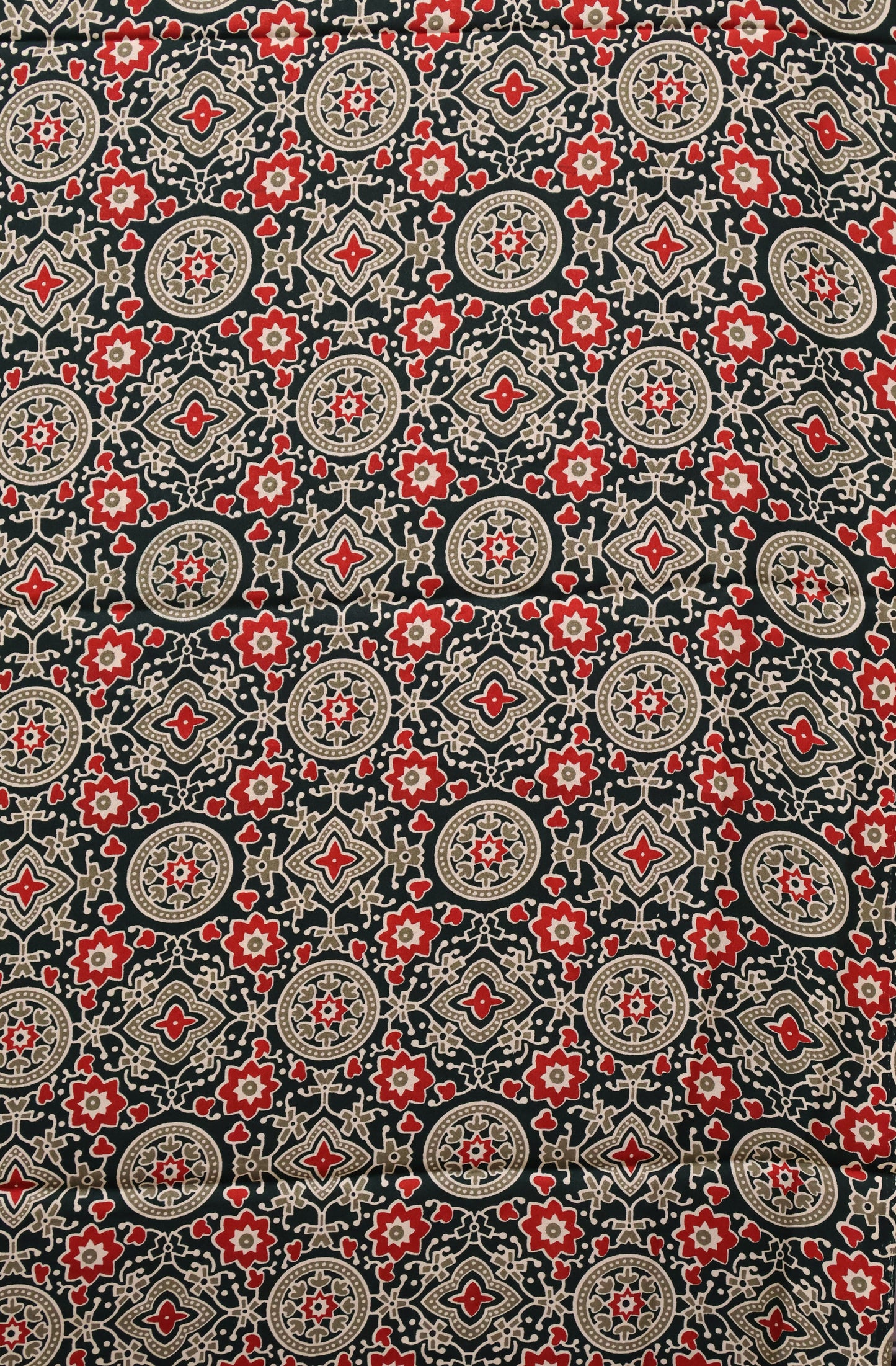 Modal Satin Saree-Green Dot Circle Pattern