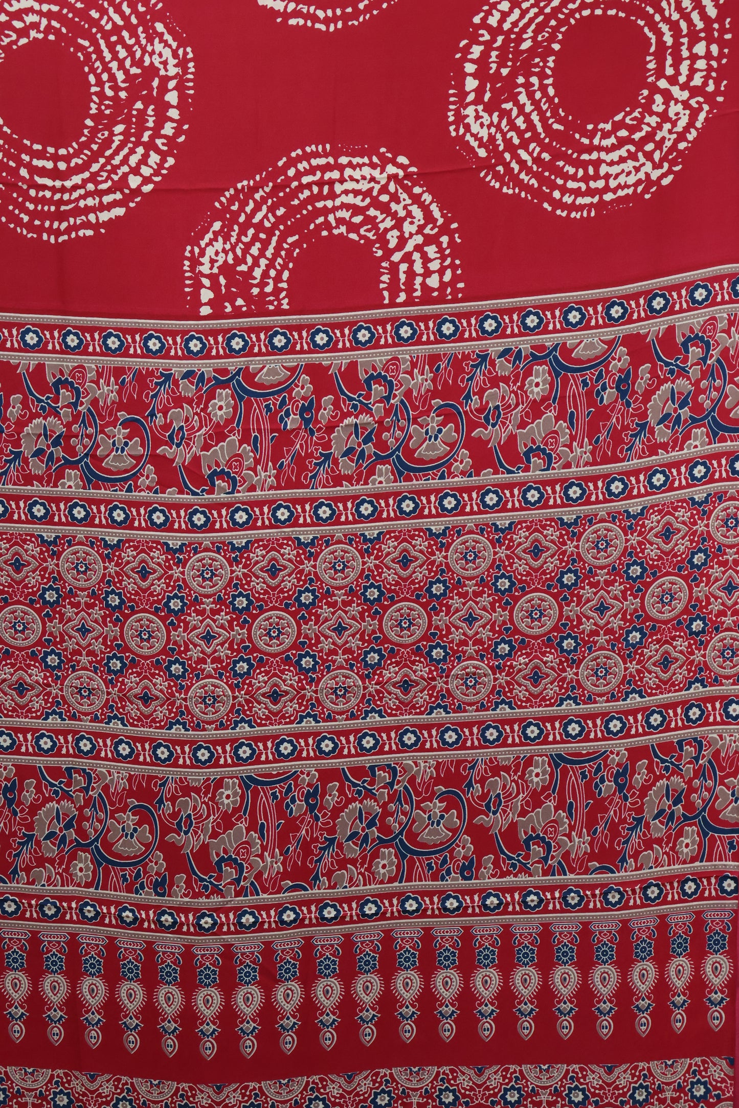 Modal Satin Saree-Red Dot Circle Pattern