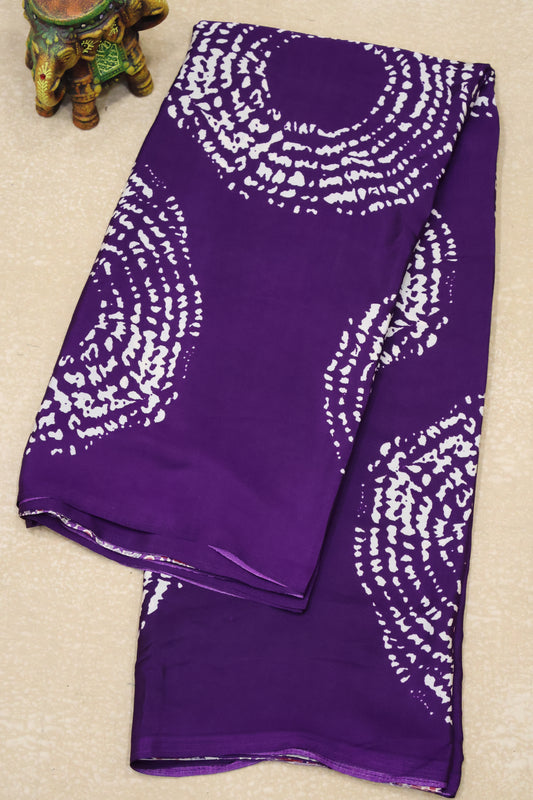 Modal Satin Saree-Purple Dot Circle Pattern