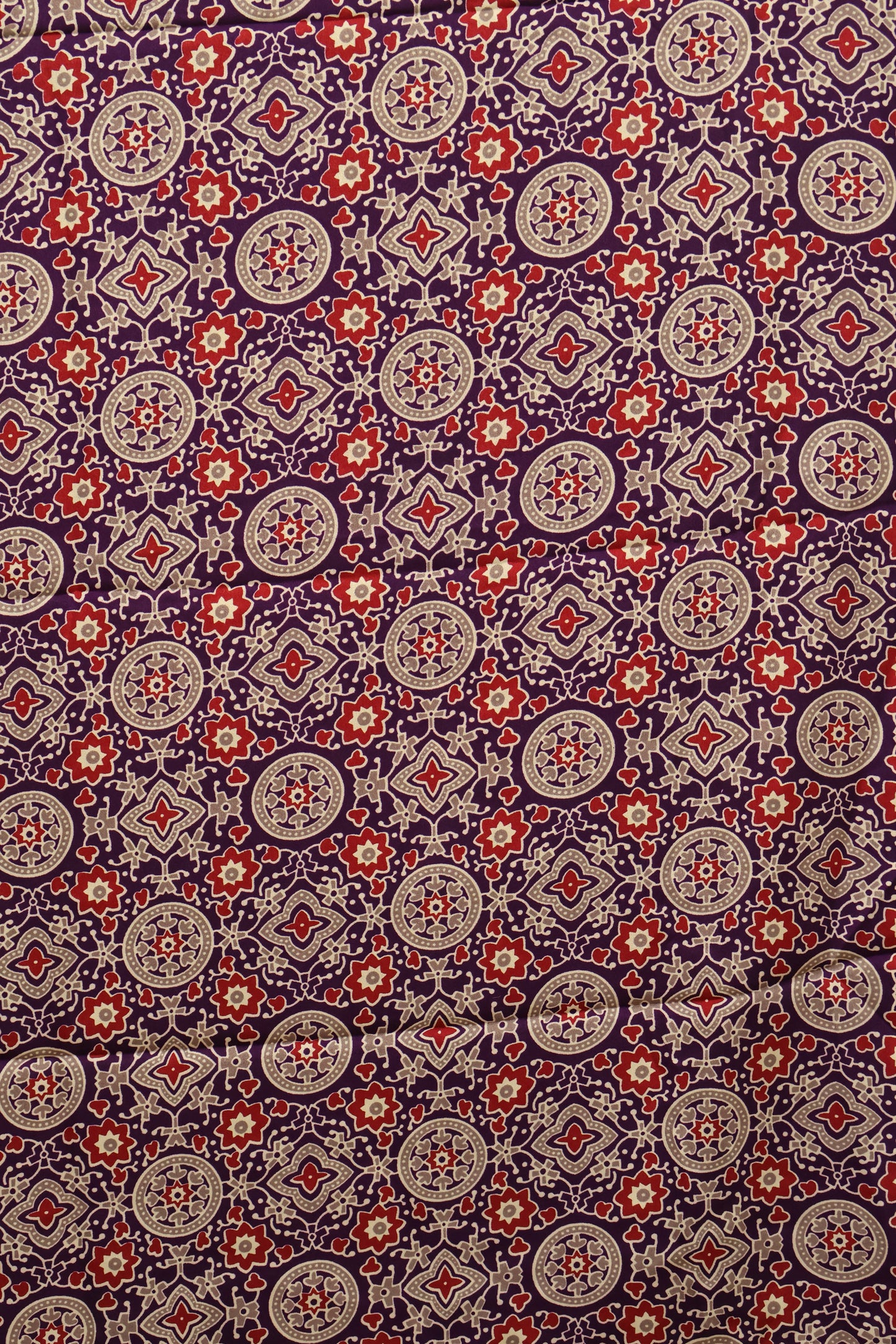 Modal Satin Saree-Purple Dot Circle Pattern